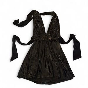 Elegant Black Sequin Mini Dress